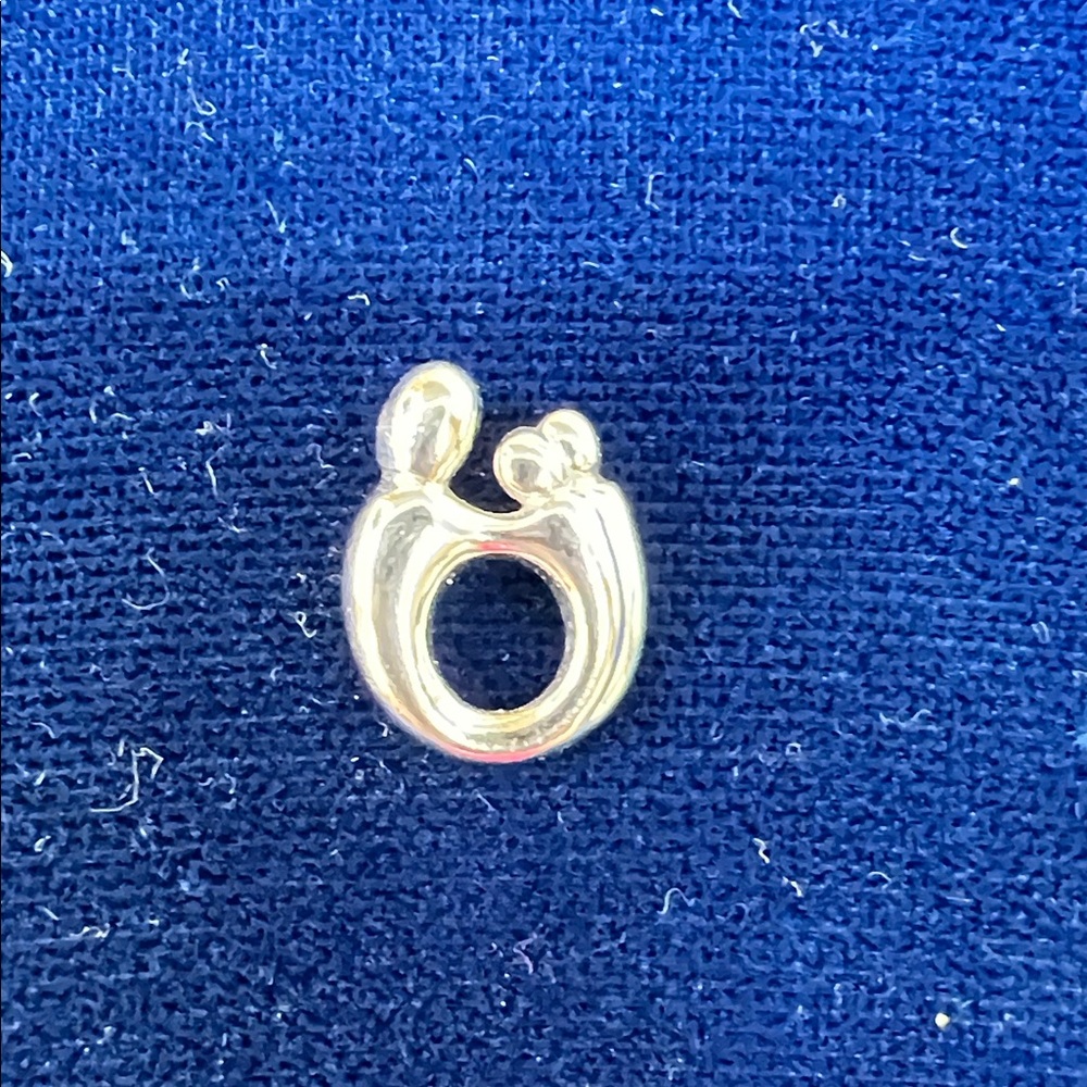 14k white gold Mother and Child Charm Pendant